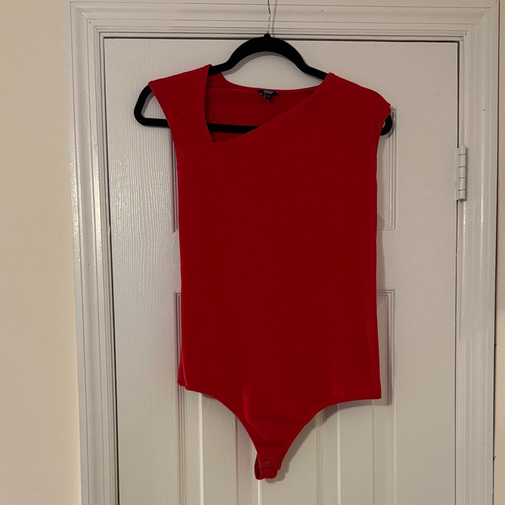 Unique Red Sleeveless Bodysuit